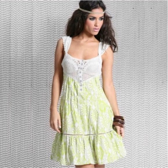 Free People Dresses & Skirts - Free People Knit Crochet Open Back Print Dress 2